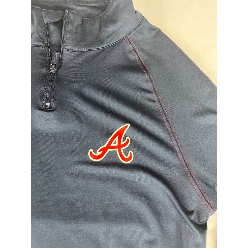 Stitches Atlanta Braves Womens 1/4 Zip Pullover Navy‎ Red MLB Medium